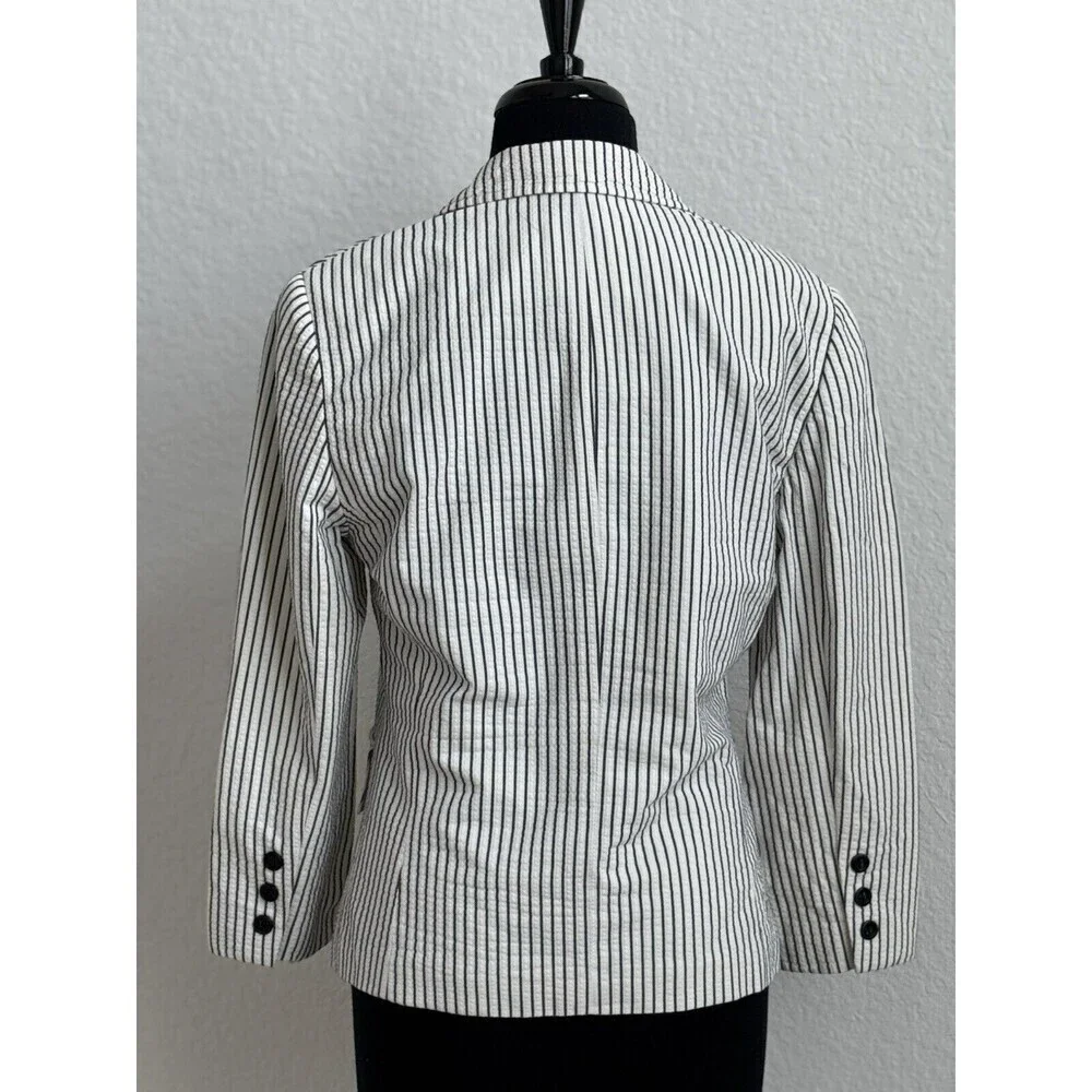 Anthropologie‎ Lafayette 148 Women's Size 6 Navy Cream Blazer Preppy Nautical